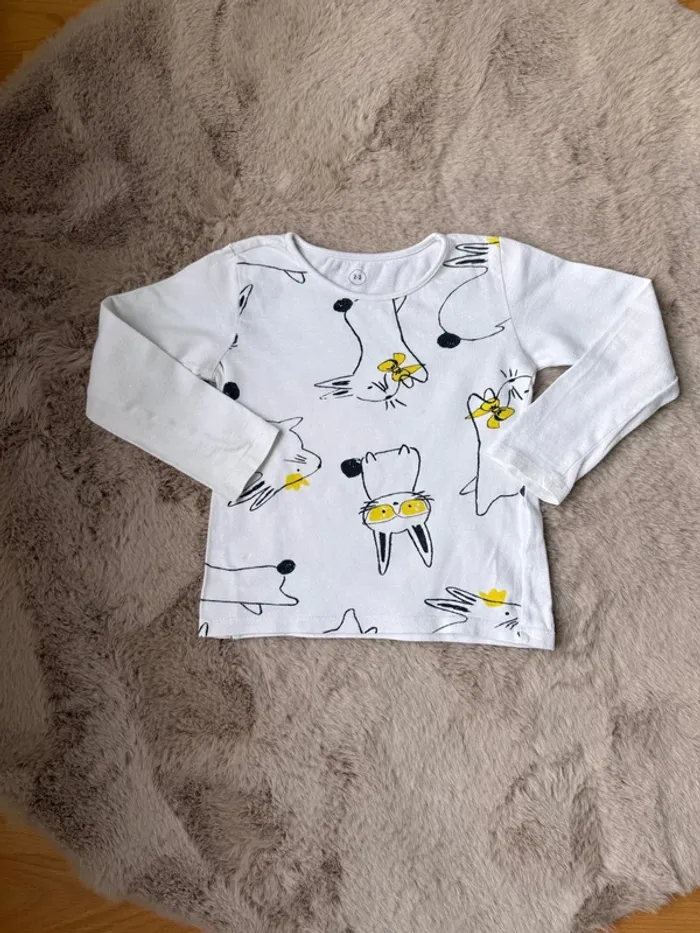 T-shirt Fille Motif Lapins - Taille 2-3 Ans - Très Bon État !