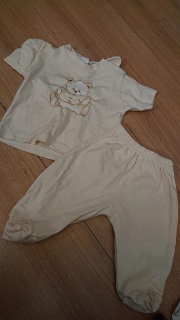 Pyjama manches courtes 2 pièces crème