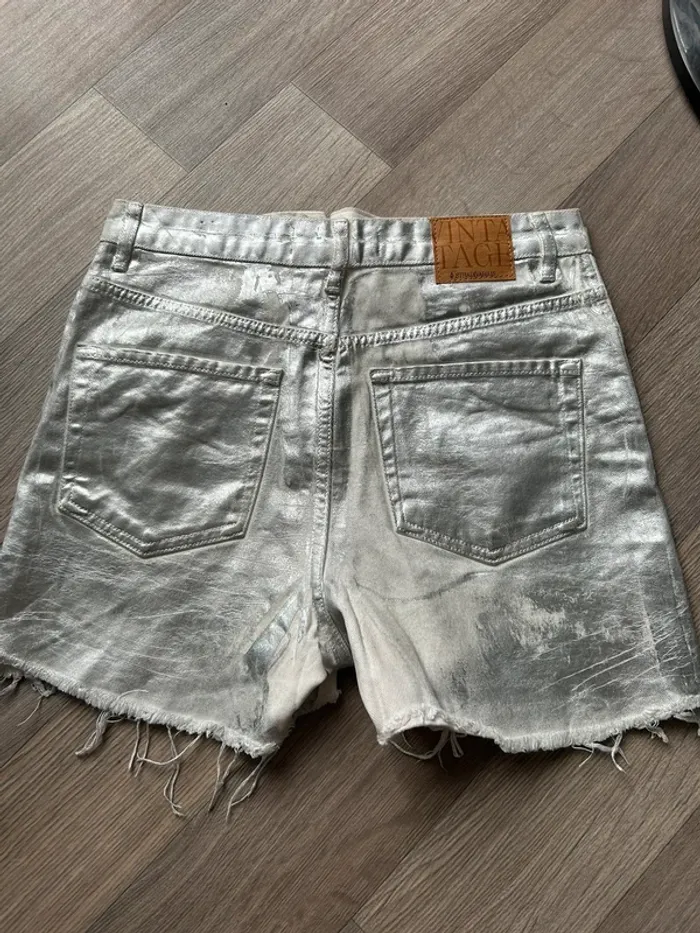 Short taille haute argenté - photo numéro 2