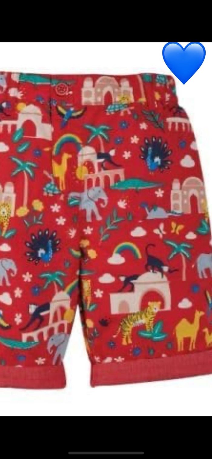 Short réversible de la marque Frugi modèle i India Ralph Reversible Shorts taille 7/8 ans Neuf dans son emballé d’origine - photo numéro 2
