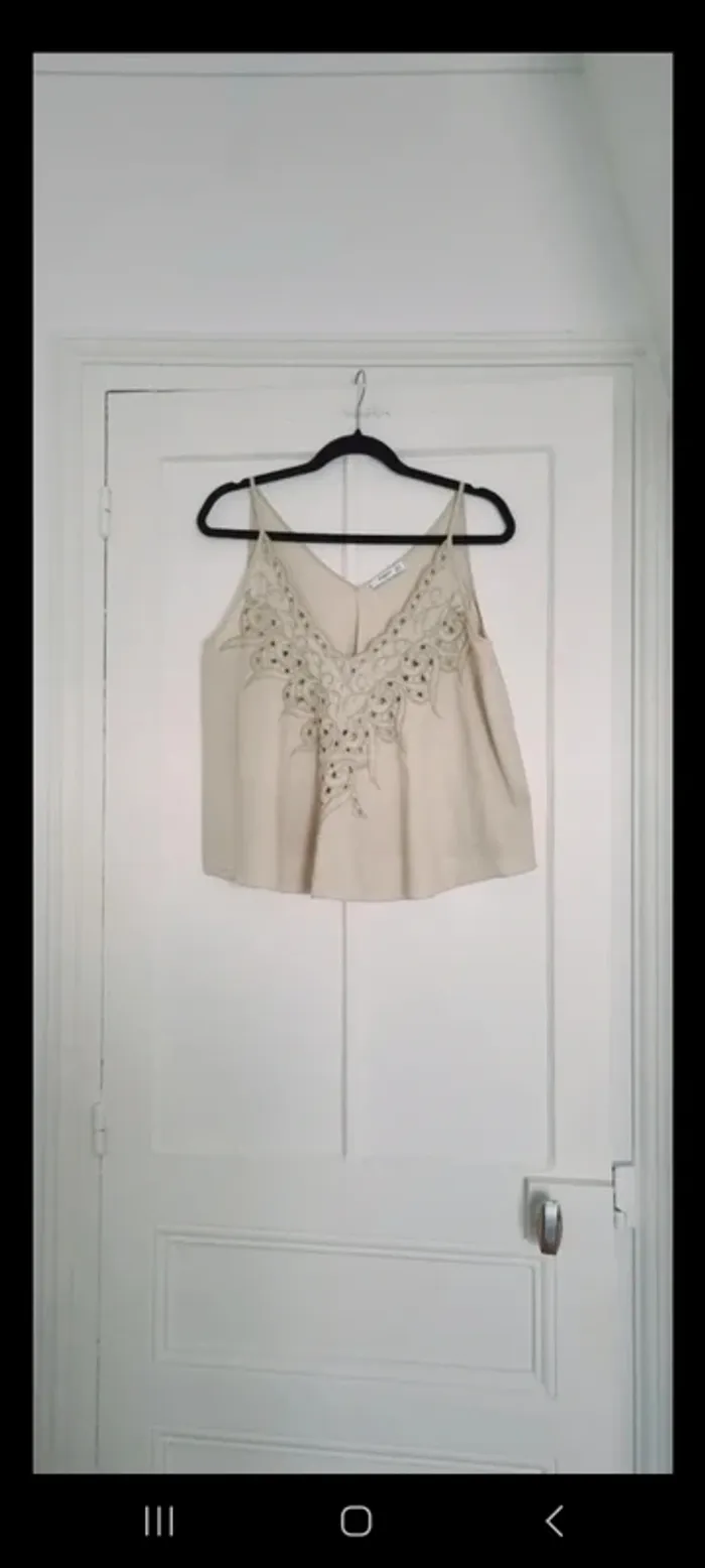 Top débardeur broderie mango vert kaki 38 - photo numéro 4