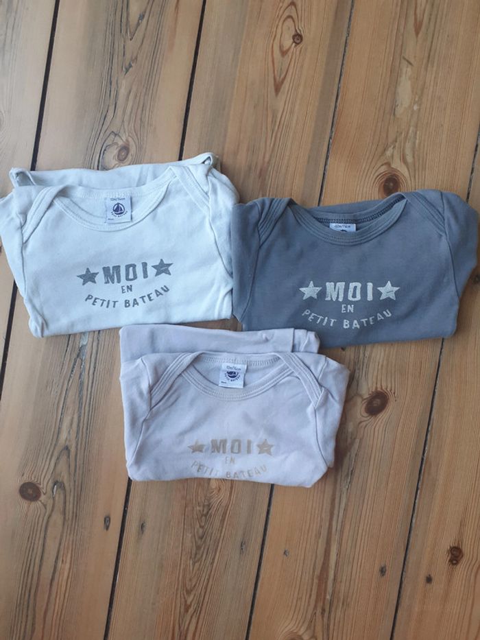 3 body manches longues Petit Bateau 12m