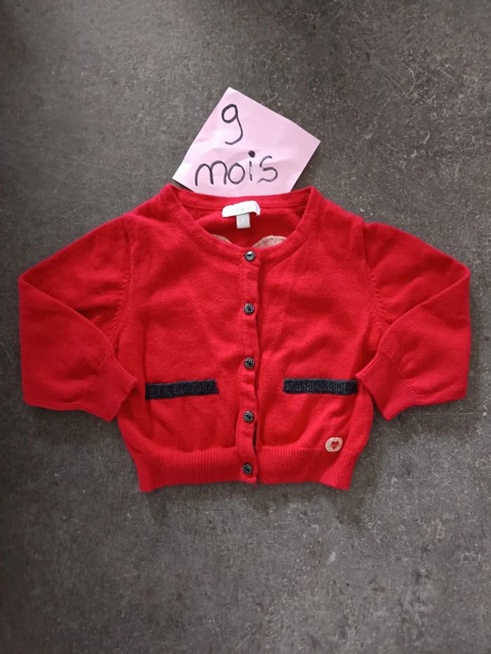 Gilet rouge coeur 9 mois - photo numéro 2