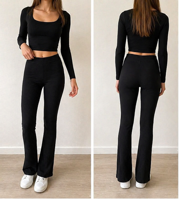 Pantalon noir Zara maille côtelée taille XS