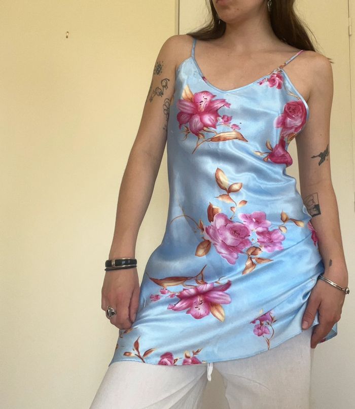 Nuisette lingerie- robe légère effet satin - imprimé floral- summer dress - photo numéro 3