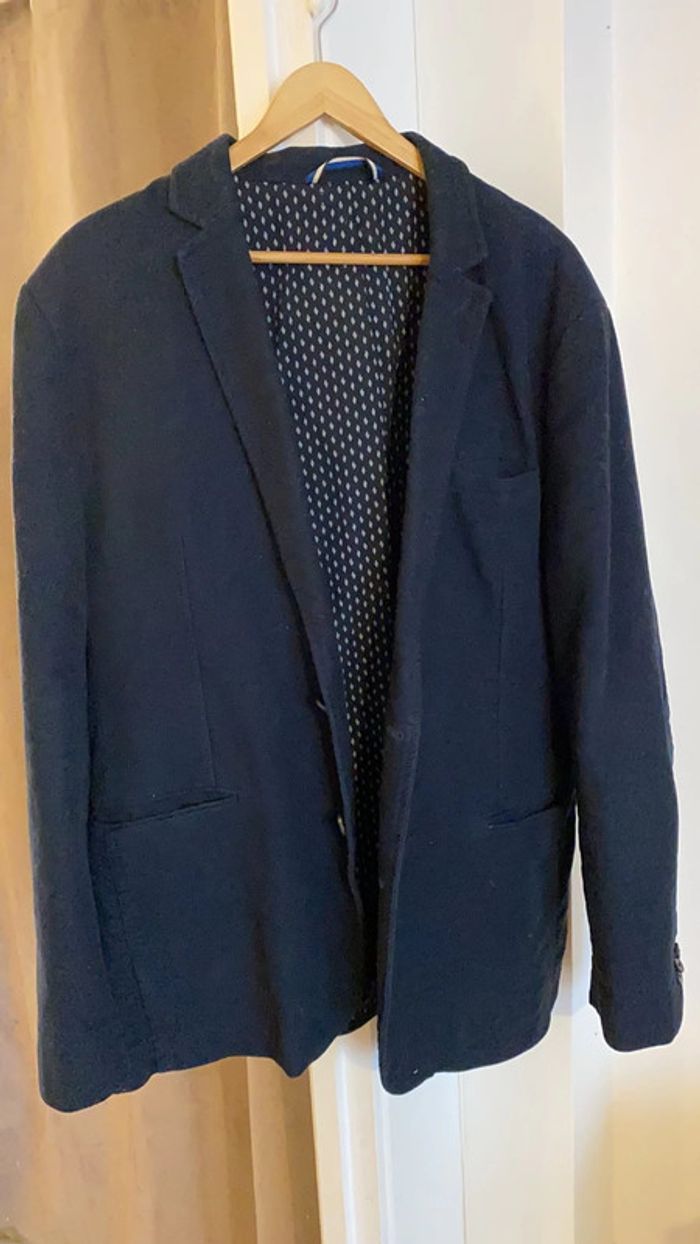 Veste bleu velours lisse