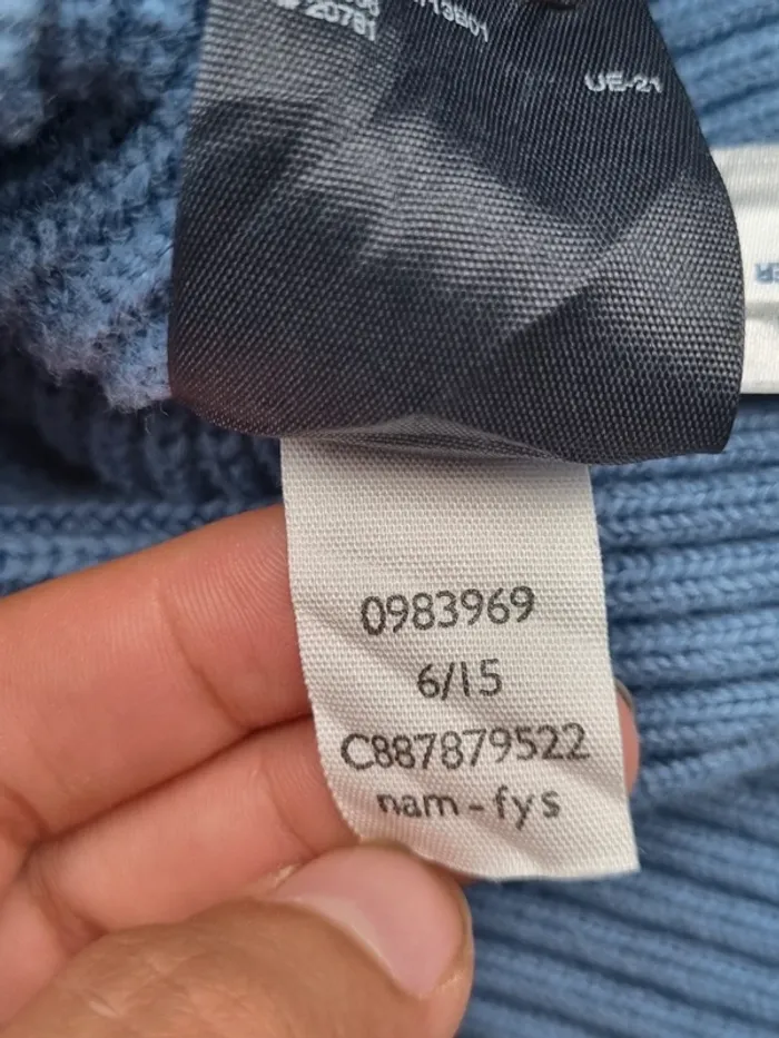 Pull col châle Tommy Hilfiger bleu – Taille M Homme (mesures en photos) - photo numéro 11