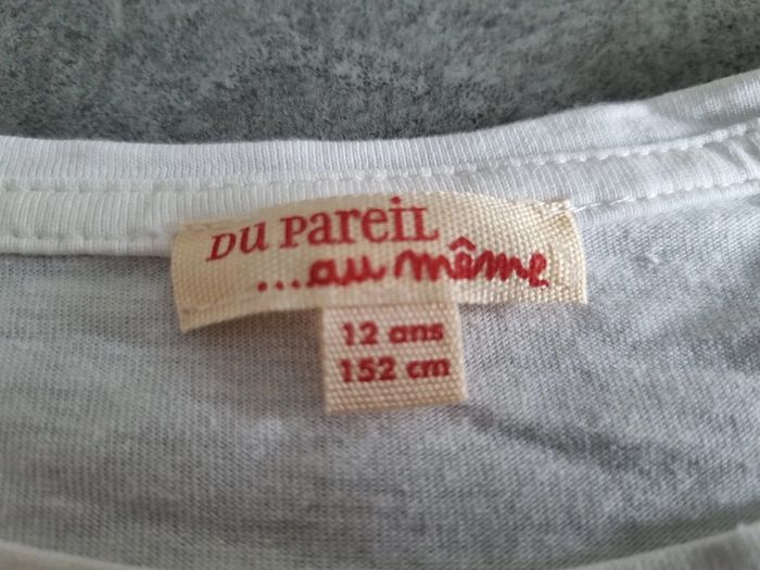 T-shirt à manches longues fille - Taille 12 ans (152cm) - DPAM - Blanc et rose - photo numéro 3