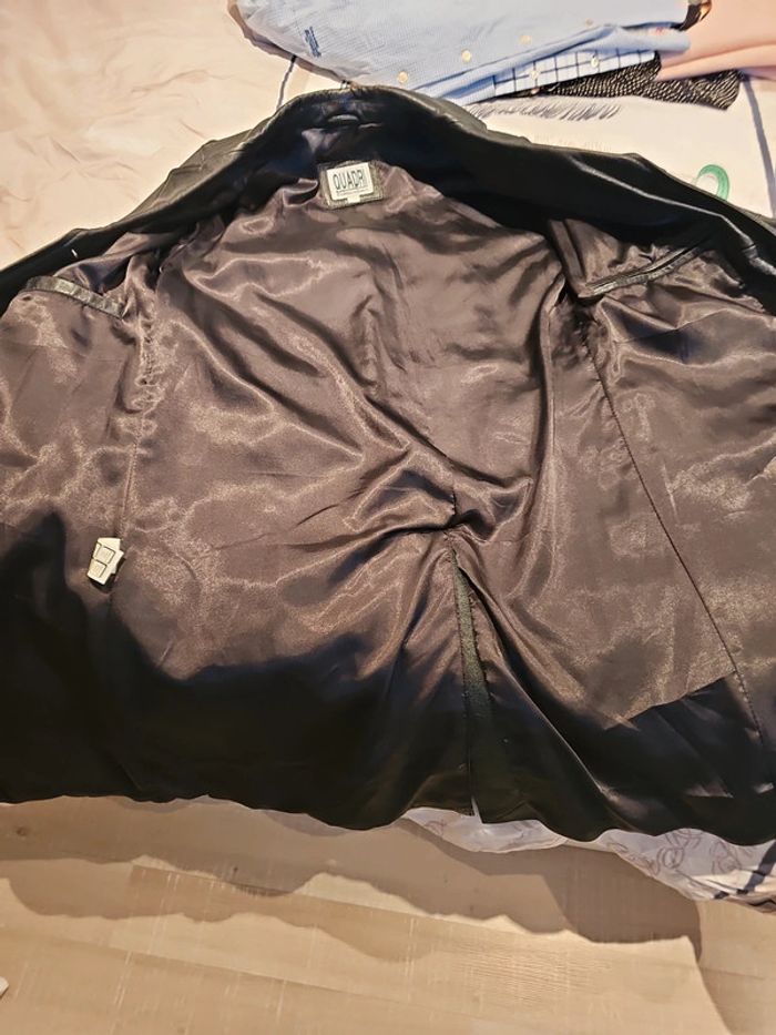 Veste longue en cuir véritable noire neuve 40 L femme - photo numéro 5