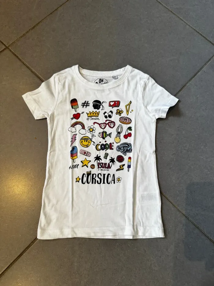 T shirt manches courtes - Oh doumè! - Corsica, tête de maure - Blanc - 6 ans