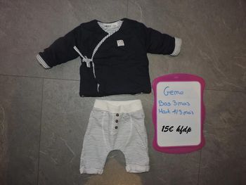 ensemble gémo haut taille 1-3 mois mais taille plus 3 mois réversible bas taille 3 mois