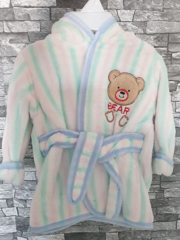 Peignoir rayé ourson polaire TU