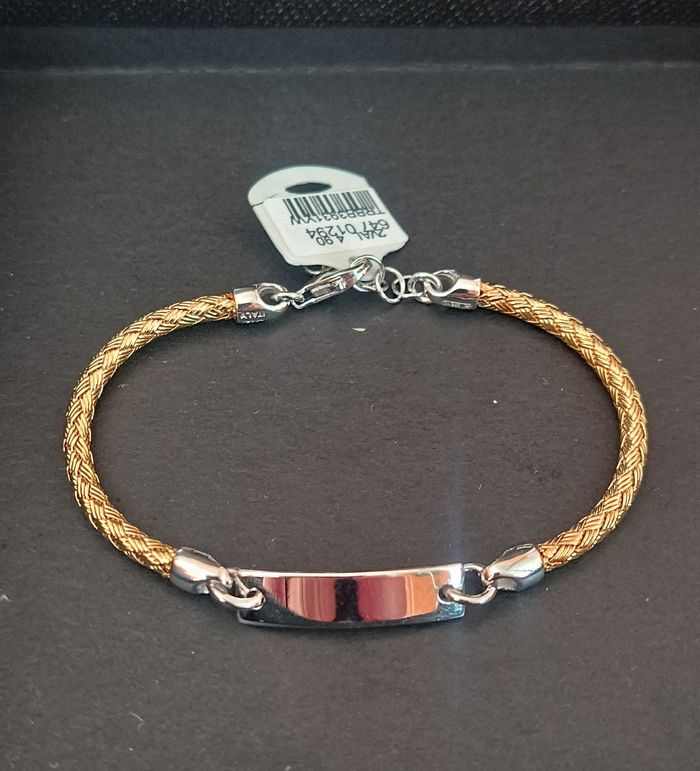 VALENZI, bracelet enfant, Argent doré 925 et plaque. Neuf.