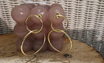 Boucles d’oreilles 2 cercles entrelacés acier inoxydable or