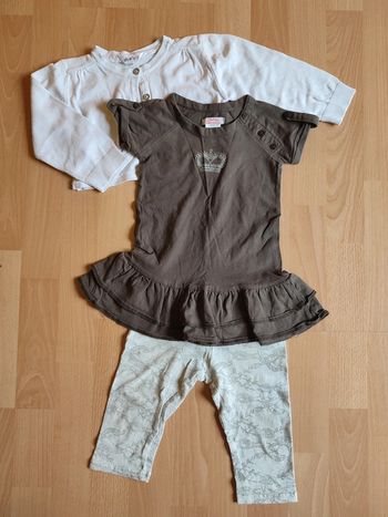 Lot tenue robe Neuve Okaou La Redoute + legging Miss Cutie en 18M + boléro Kidkanaï en 24M