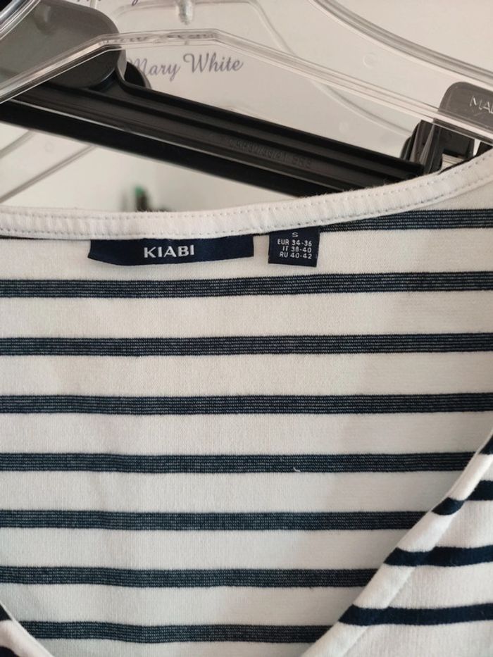 Débardeur marinière et nœud moutarde Kiabi taille S - photo numéro 2