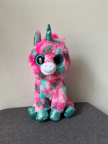 🧸peluche licorne multicolore - très bon état rose et bleue - TY