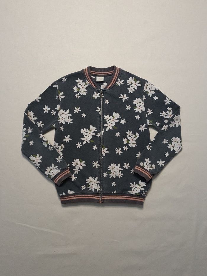 🧥 Veste zippée Zara Kids – Fille 11/12 ans – Motif fleurs blanches - photo numéro 3