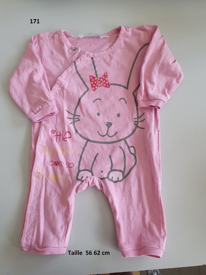 Pyjama rose en coton sans pieds Taille 56 62