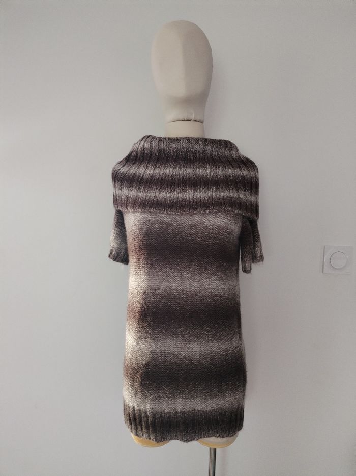 LOT 2 PULLS VIOLET/GRIS CHAUD A MANCHES LONGUES VINTAGE FEMME KIABI M NEUF - photo numéro 2