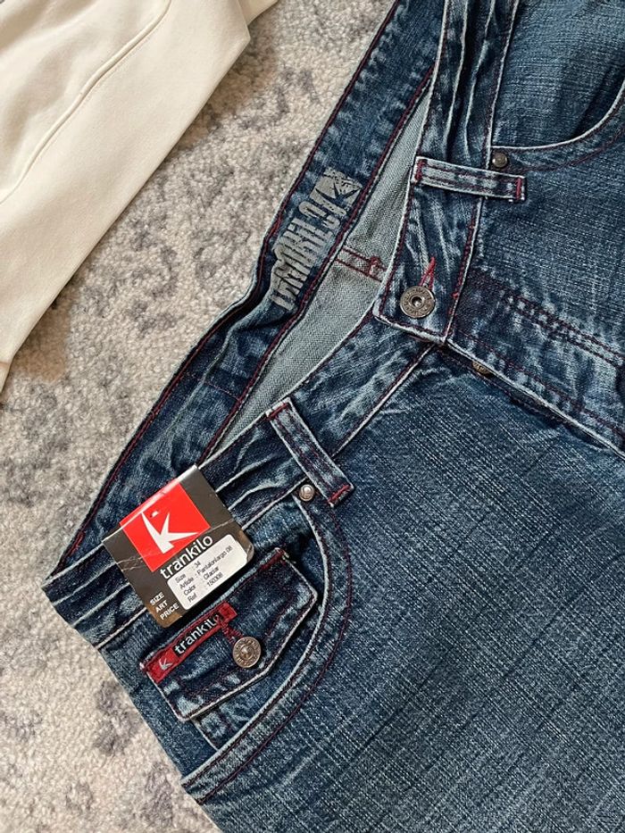 Pantalon en jean coupe skater baggy Trankilo brodé arrière goth y2k 100% coton taille 36US #13 - photo numéro 6