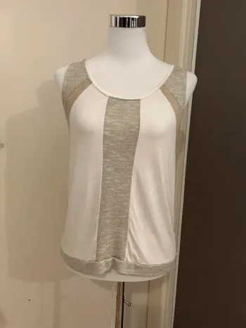 Morgan top haut blouse blanc et doré. Femme, taille M/38