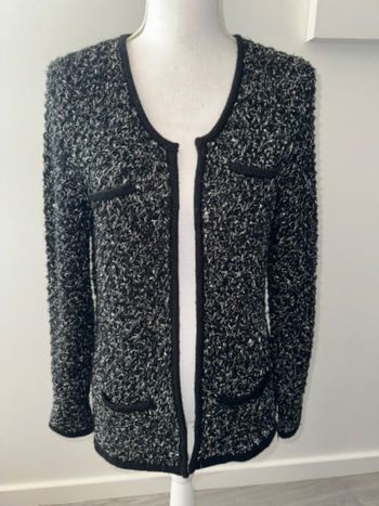 Cardigan en tweed noir blanc et argenté Gérard Darel T2 38 M