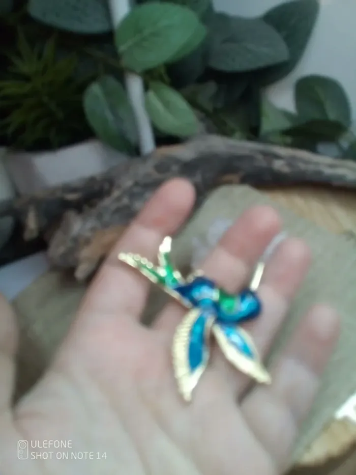 Broche colibri bleu et vert - photo numéro 3