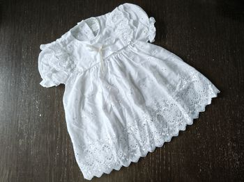 Robe blanche à broderies anglaises rétro vintage 3mois cérémonie/baptême/mariage