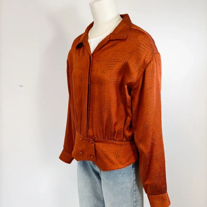 Chemisier / Veste Charmy Couture - Couturier - Orange Bomber - Pièce unique A327 - photo numéro 2