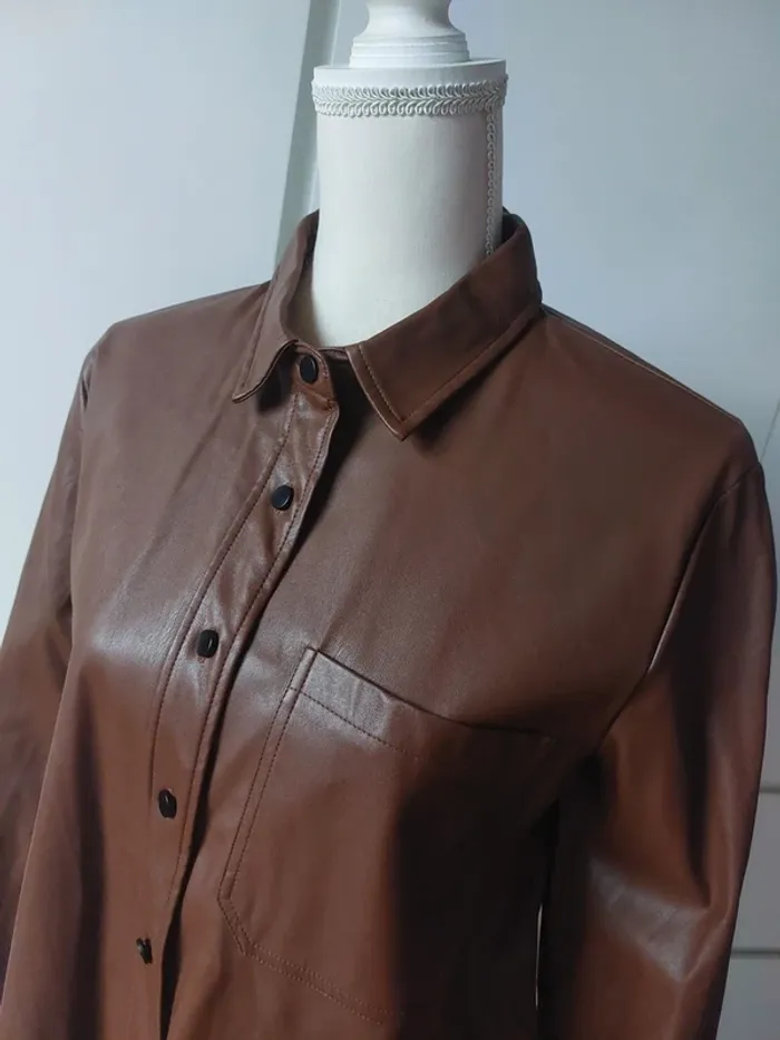 Surchemise en simili cuir marron - photo numéro 2