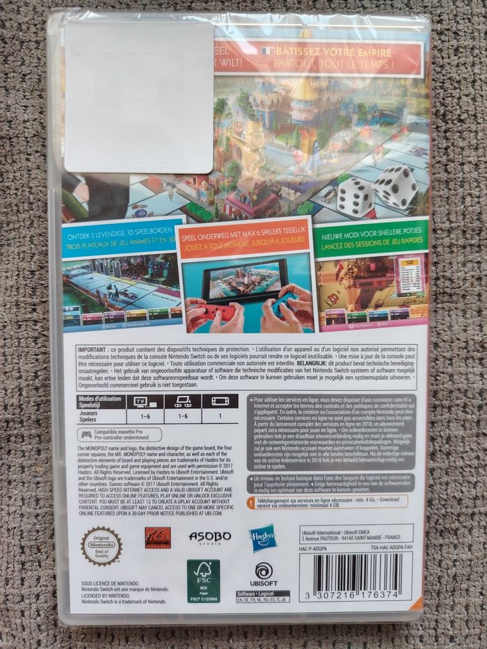 Jeu Nintendo Switch Monopoly avec code de téléchargement neuf - photo numéro 2