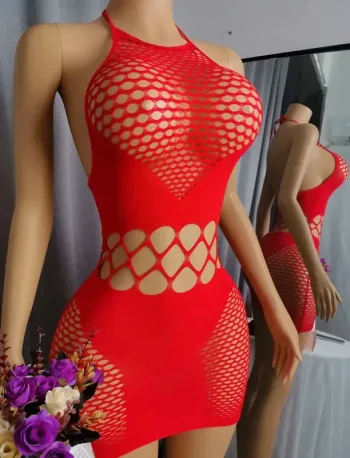 Robe sexy en dentelle rouge