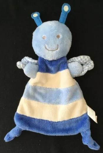 Doudou plat Papillon raye bleu - Happy Horse