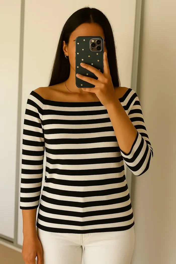 Top épaules dénudées marinière Zara