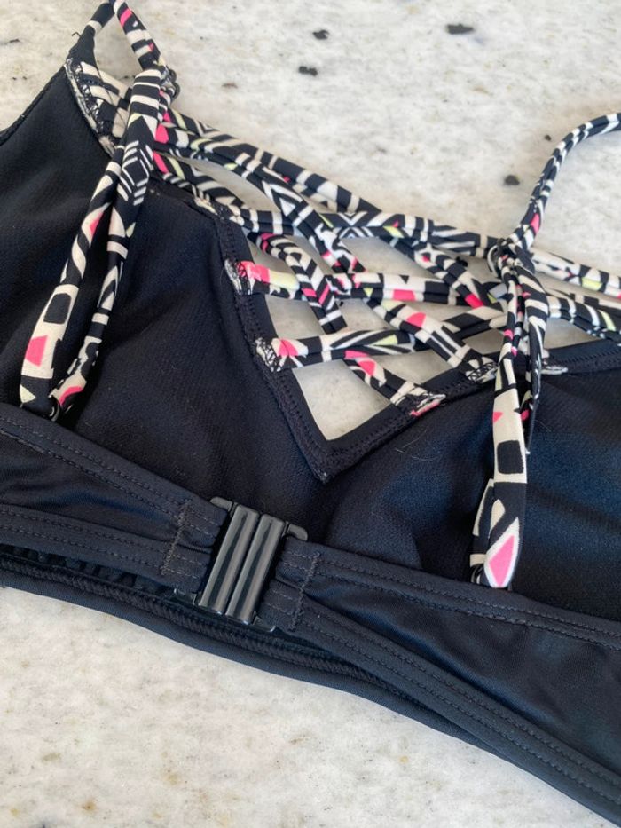 Maillot de bain 2 pièces noir et motifs S - photo numéro 5
