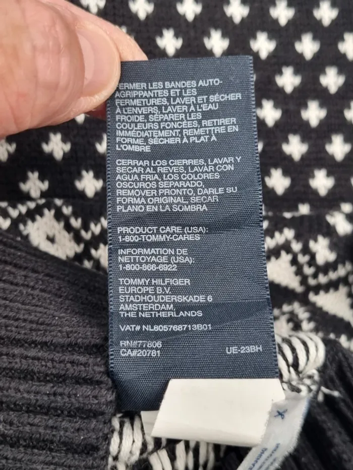 Veste zippée en maille jacquard Tommy Hilfiger – Noir & blanc – Taille XL Hommes (mesures en photos) - photo numéro 6