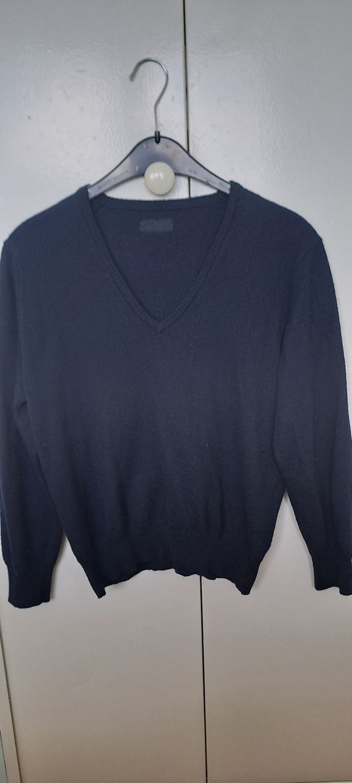 Pull bleu marine col V classique Caroll - Taille 34