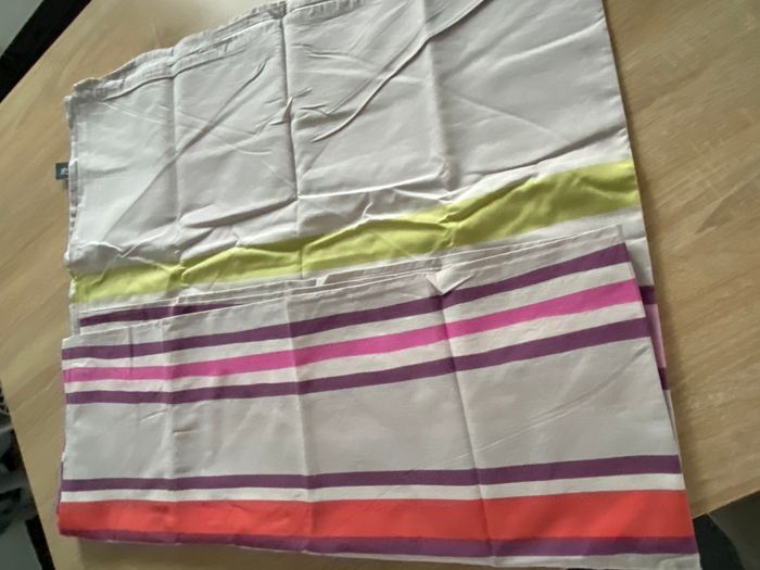 Parure de lit complète 1 personne 90x190 cm rose violet vert, housse de couette, taie d’oreiller - photo numéro 7