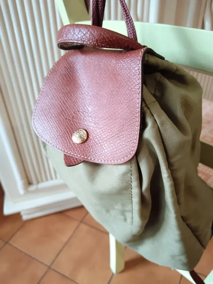 Sac à dos pliage xs Longchamp kaki et marron - photo numéro 4