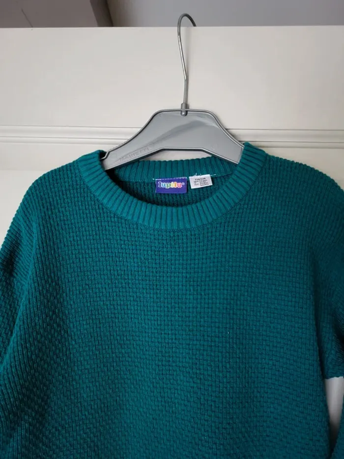 Pull enfant neuf jolie maille 100% coton verte - photo numéro 2