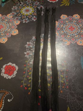 Lot de 3 Fermetures à glissière invisible noire non séparable, maille spirale de 40 cm