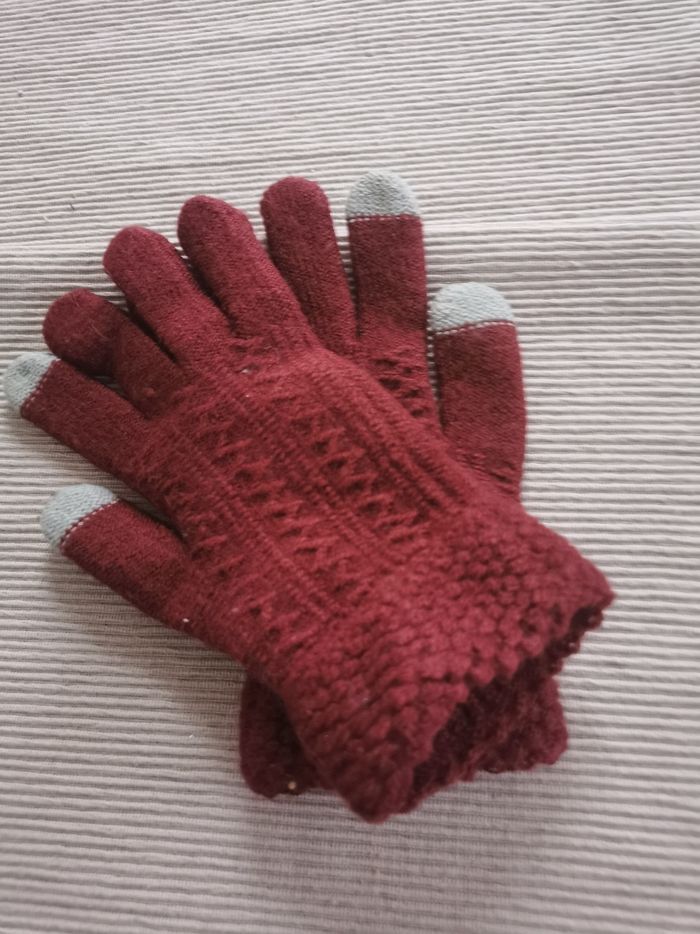 Gants torsadé bordeaux