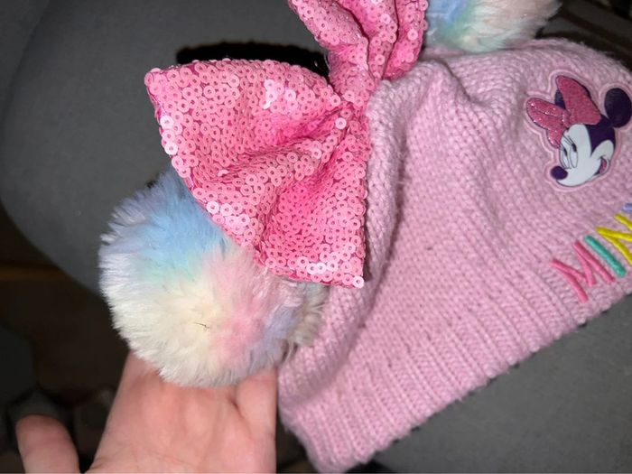 Bonnet hiver Disney store Minnie pompon rose noeud fille 2 - 3 ans - photo numéro 3