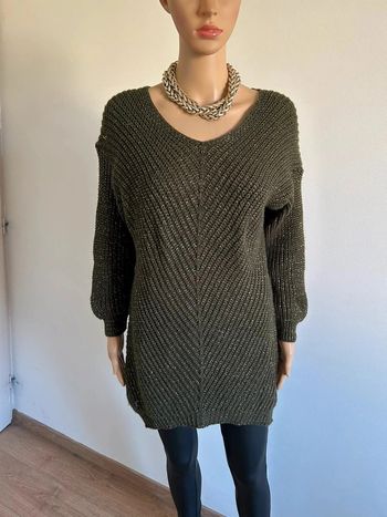 Pull kaki avec paillettes dorées taille unique TBE