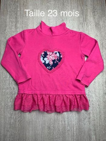 Tunique ML rose avec tulle - taille 23 mois