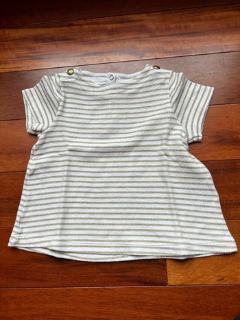 Joli t-shirt Marinière dorée Petit Bateau 6 mois