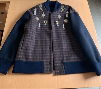 Veste ample à carreaux manches longues col rond - VONNIE