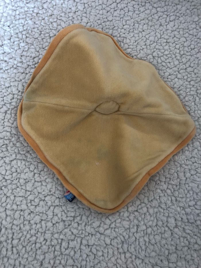 Doudou plat chat jaune orange nez rouge spirale Sucre d’orge - photo numéro 3