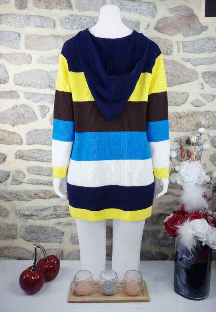 Robe pull en tricot maille côtelée à capuche multicolore Femme taille 52 marque Missguided 🪷 - photo numéro 2